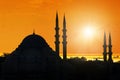 Mosque silhouette during sunset