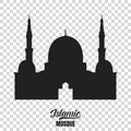 Mosque silhouette. Vector illustration of islamic mosque