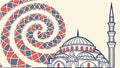 Mosque with Spiral Patterned Dome, vector design Generative AI Royalty Free Stock Photo