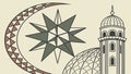 Mosque with Star Patterned Dome, vector design Generative AI Royalty Free Stock Photo