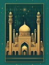 Mosque with starry sky for card greetings