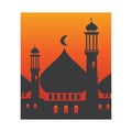 mosque sunset background illustration ramadan vector symbol design