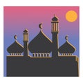 mosque sunset background illustration ramadan vector symbol design