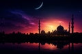 Mosque sunset sky by Generative AI