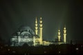 Night view of the Mosque of SÃÂ¼leymaniye in istanbul Royalty Free Stock Photo