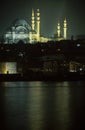 Night view of the Mosque of SÃÂ¼leymaniye in istanbul Royalty Free Stock Photo