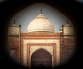 Mosque in Taj Mahal taken through a lattice hole