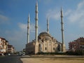 The mosque in the town of Manavgat, Turkey, views of the city and the road to the mosque, interesting architecture