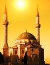 Mosque with two minarets Royalty Free Stock Photo