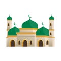 Mosque Vector illustration, Cute and trendy mosque with Green and peach color design.