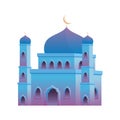 Mosque Vector illustration, Cute and trendy mosque with purple and Blue color design. Royalty Free Stock Photo