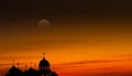 Mosques Dome and moon on twilight gradient background. for eid al-fitr, arabic, Eid al-adha, new year muharram. Ramadan kareem