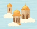 mosques facades in clouds