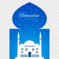 Mosques silhouette on blue night background. Vector