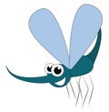 A mosquito with big eyes, vector or color illustration