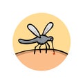 Mosquito bites. Bloodsucker cartoon icon. Flat vector illustration. Isolated on white background. Royalty Free Stock Photo