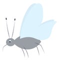 Mosquito. A blood-sucking insect with a sharp proboscis. Color vector illustration. A cute creature with a mustache and blue wings Royalty Free Stock Photo