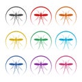 Mosquito circle icon, color set