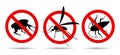 Mosquito cockroach flea warning signs Royalty Free Stock Photo