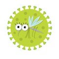 Mosquito. Cute cartoon funny character. Virus Zika sign icon. Insect collection. Flat design. Isolated. White background. Royalty Free Stock Photo