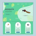 Mosquito flat landing page website template. Flashlight, hiking, rock climbing. Web banner with header, content and