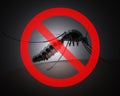 Mosquito with forbidden sign on dark background Royalty Free Stock Photo