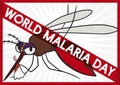 Mosquito Full of Blood with Forbidden Sign in Malaria Day, Vector Illustration Royalty Free Stock Photo