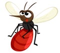 The mosquito has drunk blood and flies. The character