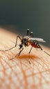 Mosquito on human skin, a close up capturing a common annoyance