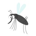 Mosquito icon. Cute cartoon kawaii funny baby character. Insect flying collection. White background. Isolated. Flat design Royalty Free Stock Photo