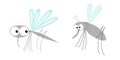 Mosquito icon set. Cute cartoon kawaii funny character. Insect collection. Baby illustration. Flat design. White background. Royalty Free Stock Photo