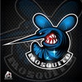 Mosquito insect in profile with bared teeth logo for any sport team