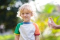 Mosquito on kids skin. Insect bite repellent Royalty Free Stock Photo