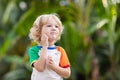 Mosquito on kids skin. Insect bite repellent