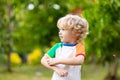 Mosquito on kids skin. Insect bite repellent Royalty Free Stock Photo