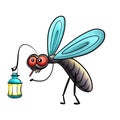 Mosquito with Lantern Sticker Insulated on White Background Royalty Free Stock Photo