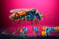 Mosquito macro colorful. Generate Ai