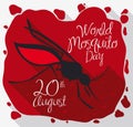 Mosquito over Blood and Parasites to Commemorate World Mosquito Day, Vector Illustration