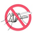 Mosquito prohibited sign. For informational and institutional related sanitation and care.