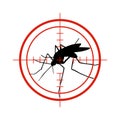 Mosquito in red target. Anti mosquitoes, dengue epidemic insect control vector symbol isolated