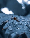 Mosquito resting on a nourished leaf Royalty Free Stock Photo