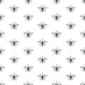 Mosquito seamless pattern. Top view mosquito insect symbols in a rows.