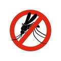Mosquito sign. Attention symbols insects in red circle poison for mosquitos warning vector concept picture Royalty Free Stock Photo