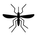 Mosquito silhouette icon isolated on white background. Vector illustration