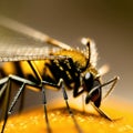 The mosquito sits on the surface. Close-up. Macro shot. Wallpaper.