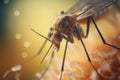 Mosquito on skin macroview. Generate Ai Royalty Free Stock Photo