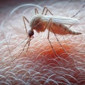 A mosquito in stunning detail on top of human skin