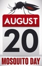 Mosquito Sucking a Loose-leaf Calendar for Mosquito Day Event, Vector Illustration Royalty Free Stock Photo