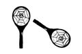 Mosquito swatter racket with spider pattern design by vector on white background