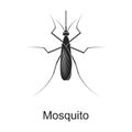 Mosquito vector black icon. Vector illustration pest insect mosquito on white background. Isolated black illustration Royalty Free Stock Photo